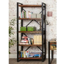 Laura Chic Reclaimed Wood Large Open Bookcase with 4 Shelves - Natural Wood