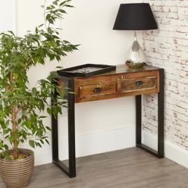 Laura Chic Reclaimed Wood 2 Drawer Console Table