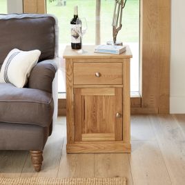 Harriet Contemporary Oak Lamp Table with Door and Drawer