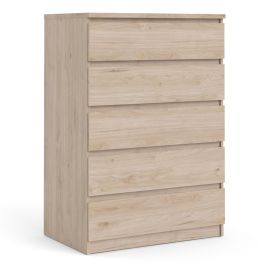 Oak Finish Chest of Drawers - NANAIMO Medium Chest 5 Drawers