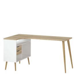 Oslo Desk 2 Drawer in White and Oak - White and Oak