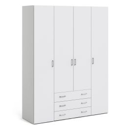 Space Wardrobe - 4 Doors 3 Drawers in White
