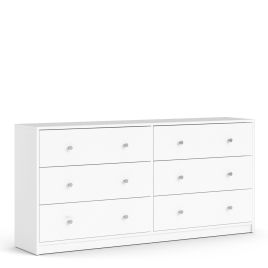 White Chest of Drawers - MEAFORD Large Chest  6 Drawers  Double Chest