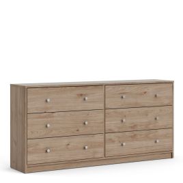 Oak Finish Chest of Drawers - MEAFORD Large Chest 6 Drawers Double Chest