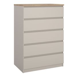 NANAIMO Beige Chest of Drawers - Medium-sized, 5 Drawers
