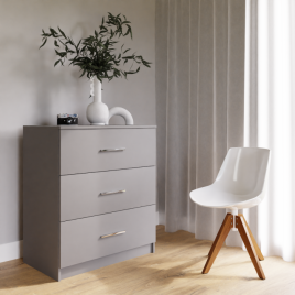WARRINGTON Grey Chest of Drawers - Medium-sized, 3 Drawers