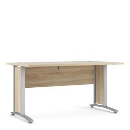Prima Desk 150 cm in Oak with Silver grey steel legs - Oak Effect/Steel Finish