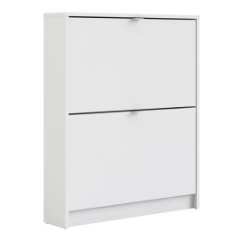 Shoe cabinet  w. 2 tilting doors and 1 layer - White