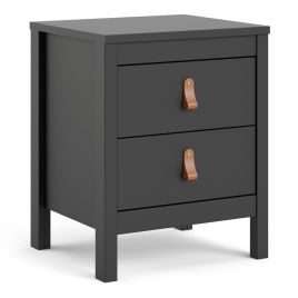 Barcelona Bedside Table 2 Drawers in Matt Black - Matt Black