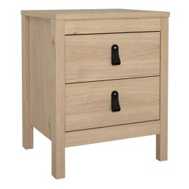 Bedside Table - BURNLEY Nightstand 2 Drawers in Jackson Hickory Oak 44cm