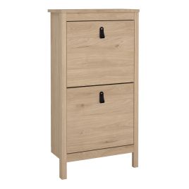 BURNLEY Shoe Cabinet 2 Flap Doors in Jackson Hickory Oak