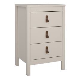 BURNLEY Bedside Table 3 Drawers in Beige
