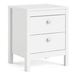 Madrid Bedside Table 2 Drawers in White