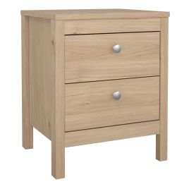 Bedside Table - MEMPHIS Nightstand 2 Drawers in Jackson Hickory Oak 44cm