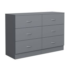 ARVELLO Grey Chest of Drawers - Large-sized, 6 Drawers, Double