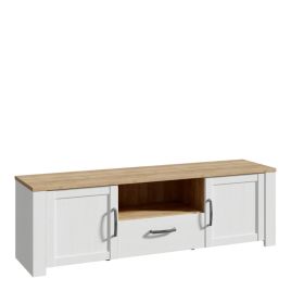 Karen Riviera Oak Top 2 Door TV Unit with Drawer - White