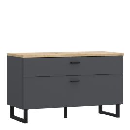 KIARA TV Unit with 1 Drawer 1 Flip Door in Grey and Oak