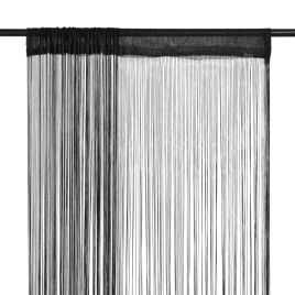 String Curtains 2 pcs 100x250 cm Black