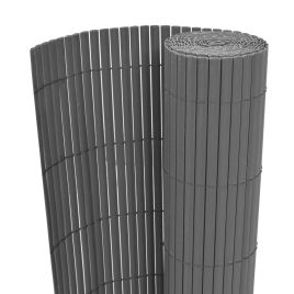 Double-Sided Garden Fence PVC 150x500 cm Grey
