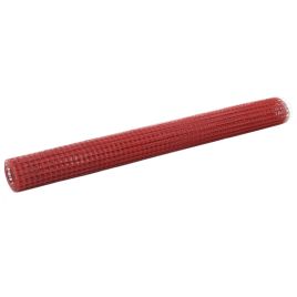 Chicken Wire Fence Steel with PVC Coating 25x1.5 m Red