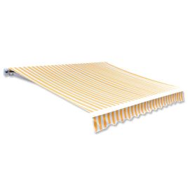 Awning Top Sunshade Canvas Orange & White 450x300 cm