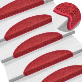 Carpet Stair Treads 15 Pcs Bordeaux Red 56x17x3cm