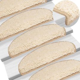 Carpet Stair Treads 15 Pcs Cream 65x21x4cm