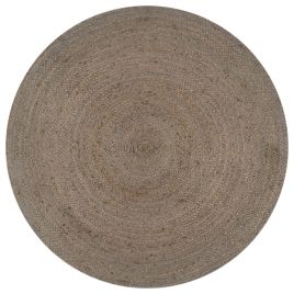 Handmade Rug Jute Round 90 cm Grey