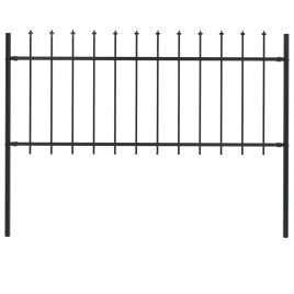 Garden Fence with Spear Top Steel 1.7x0.8 m Black