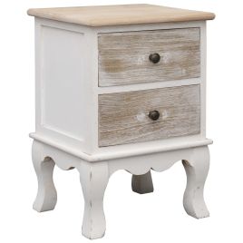 Bedside Cabinet 35x30x50cm Paulownia Wood - White