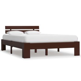 Bed Frame Dark Brown Solid Pine Wood 140x200 cm