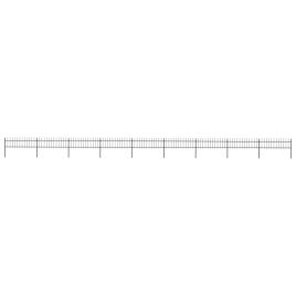 Garden Fence with Spear Top Steel 15.3x0.6 m Black