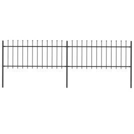 Garden Fence with Spear Top Steel 3.4x0.8 m Black