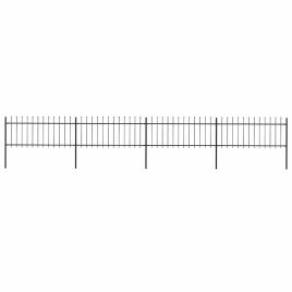 Garden Fence with Spear Top Steel 6.8x0.8 m Black