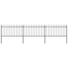 Garden Fence with Spear Top Steel 5.1x1 m Black