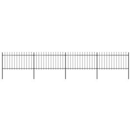 Garden Fence with Spear Top Steel 6.8x1 m Black