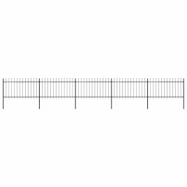Garden Fence with Spear Top Steel 8.5x1 m Black