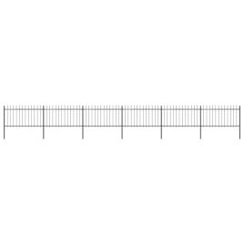 Garden Fence with Spear Top Steel 10.2x1 m Black