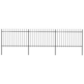 Garden Fence with Spear Top Steel 5.1x1.2 m Black