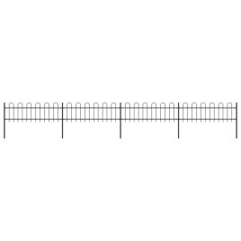 Garden Fence with Hoop Top Steel 6.8x0.6 m Black