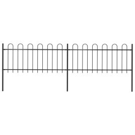 Garden Fence with Hoop Top Steel 3.4x0.8 m Black