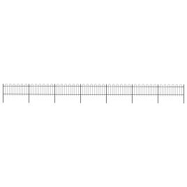 Garden Fence with Hoop Top Steel 11.9x0.8 m Black