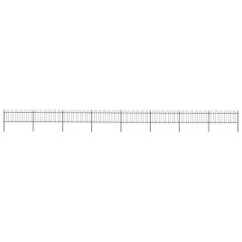 Garden Fence with Hoop Top Steel 13.6x0.8 m Black