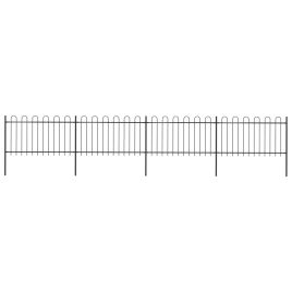 Garden Fence with Hoop Top Steel 6.8x1 m Black