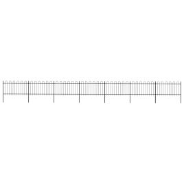 Garden Fence with Hoop Top Steel 11.9x1 m Black