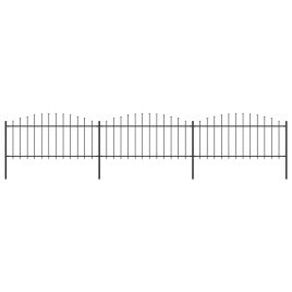 Garden Fence with Spear Top Steel (0.5-0.75)x5.1 m Black
