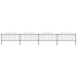 Garden Fence with Spear Top Steel (0.5-0.75)x6.8 m Black