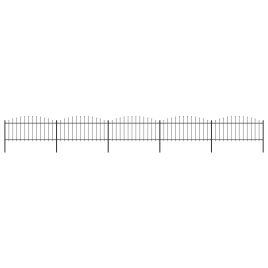 Garden Fence with Spear Top Steel (0.5-0.75)x8.5 m Black