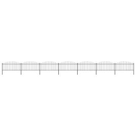 Garden Fence with Spear Top Steel (0.5-0.75)x11.9 m Black