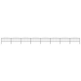 Garden Fence with Spear Top Steel (0.5-0.75)x13.6 m Black